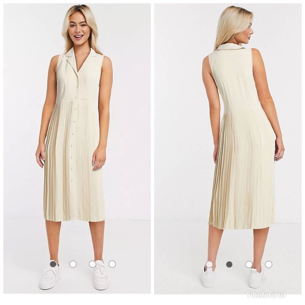 ASOS Selected Femme pleated midi dress Size 42/ US 12 Sleeveless NWT